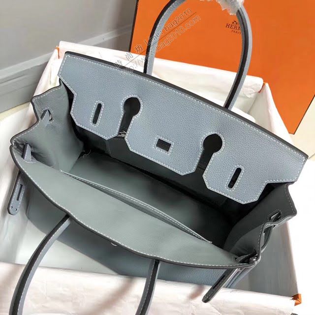 Hermes女包 愛馬仕Birkin Hermes鉑金包 togo小牛皮 亞麻藍 蠟線半手工縫製  am1714